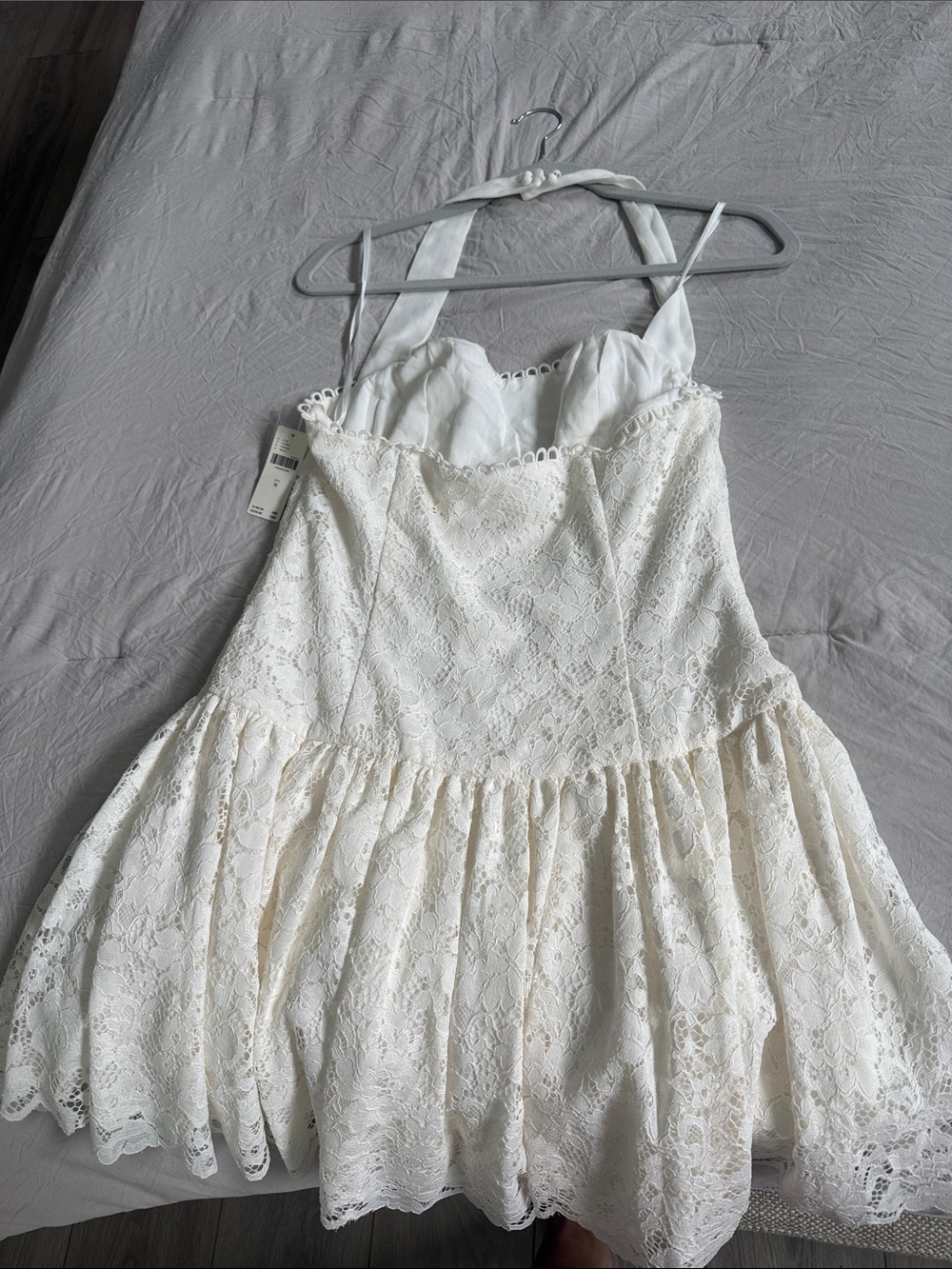 Anthropologie Ivory Lace Halter Mini Dress - Picture 4 of 5